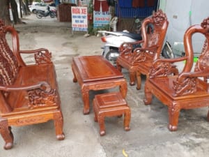 Bộ bàn ghế đồng kỵ tay 10 Lim tại đồ cũ hoàng quỳnh